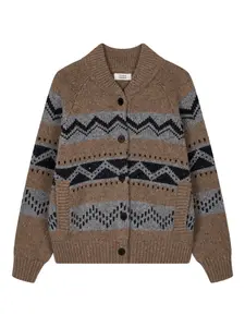 Кардиган с узором фэр-айл Tomboy, коричневый