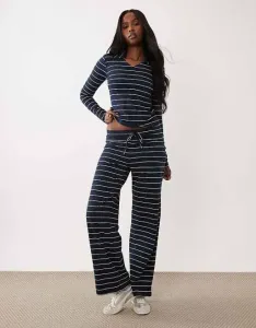 Эксклюзивные широкие брюки в темно-синую полоску с кулиской на талии и передними карманами The Frolic