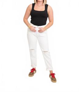 Прямые джинсы с потертостями, белые WISHLIST, белый