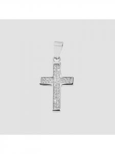 Adeliás Женский кулон - Крест. Кулон в виде креста из серебра 925 пробы с кубическим цирконием в серебряной оправе