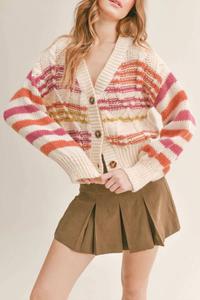 Кардиган Ruby в полоску бело-розово-бордовый Sadie & Sage