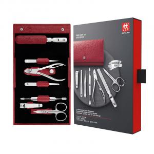ZWILLING Набор для маникюра из натуральной кожи премиум-класса, 7 предметов: щипчики, ножницы, серебро, кусачки