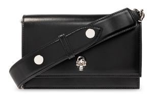 Чёрная женская сумка через плечо Alexander McQueen из череповой телячьей кожи