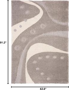 Ковер SAFAVIEH, 161 x 229 см, Florida Shag Collection - Grey & Ivory, абстрактный дизайн, без линьки и простой в уходе, идеален для помещений с высокой проходимостью в гостиной, спальне (SG473-8011)