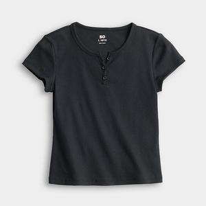 Детская футболка с коротким рукавом и планкой So, Black Luxe