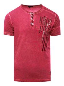 Футболка с пуговицами спереди, промасленная, бордового цвета Rusty Neal