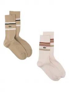 Полосатые носки (набор из двух пар) Lacoste, бежевый