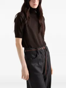 Кашемировый свитер с высоким воротником Prada, коричневый