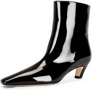 Женские ботильоны FSJ с квадратным носком, удобные, невысокий каблук типа «кикушка», на липучке, зимние, из искусственной замши, повседневные и нарядные, размеры 4-16 US, Black Pu