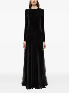 Макси-платье с бусинами и вставками Nissa, черный