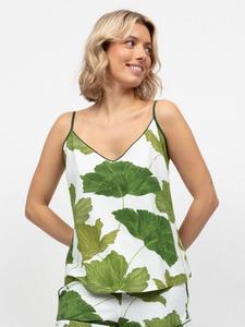 Топ пижамный с листовым принтом Cyberjammies, Olive Green/White