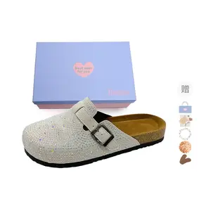 Xingdiman Резиновая подошва стразы бесшумные облегающие тапочки унисекс экрю [подарочный набор], цвет Ecru[Gift Box Set]