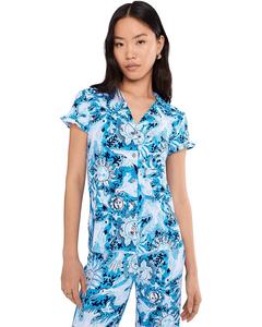 Женская пижамная блузка Lilly Pulitzer Valaine, Bellevue Blue Lilly Gulls