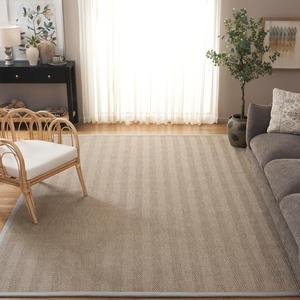 Ковер для улицы SAFAVIEH, 244 x 305 см, коллекция Napa Faux Sisal, Natural & Ivory, устойчивый к погодным условиям и моющийся, идеально для патио, заднего двора, прихожей, террасы, обеденной зоны (NFS101A)