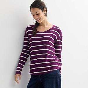 Женская уютная туника-футболка Sonoma Goods For Life, Plum Ecru Stripe