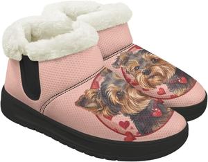 Женские зимние сапоги до середины голени с утепленным плюшевым воротником, теплые, удобные, зимние ботинки с противоскользящей подошвой для походов на открытом воздухе Chririnla, Kawaii Yorkshire Terrier