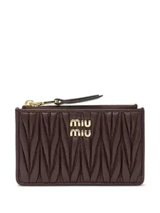 Кошелек на молнии с логотипом MIU MIU, коричневый