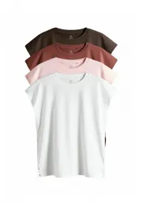 Футболка стандартного кроя, комплект из 4 штук, с длинным рукавом. The Set, Chocolate Brown Pinks White