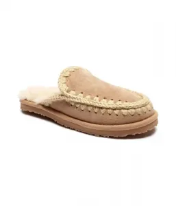 Домашние кожаные туфли с полной эскимосской строчкой Mou, бежевый