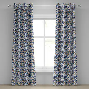 Абстрактная штора на люверсах ABAKUHAUS, абстрактный круг, цветной ретро-дизайн с пузырьками, декоративная двухпанельная штора, 280 см x 225 см, цвет небесно-голубой корицы Abakuhaus