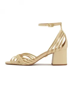 Сандалии на низком каблуке с тонкими ремешками Kazar, бежевый