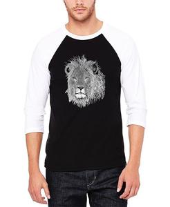Мужская бейсбольная футболка реглан Word Art Lion LA Pop Art, цвет Black and White