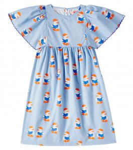 Платье из хлопка с ажурным принтом Readers Tinycottons, Pastel Blue