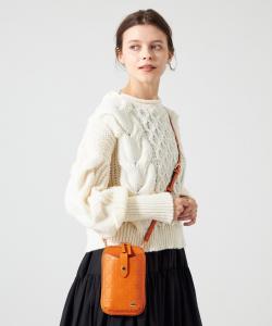 Многофункциональная кожаная сумочка с прострочкой La Bagagerie, цвет Orange