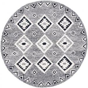 SAFAVIEH Aspen Collection ковер 153 x 153 см Black/Ivory APN814Z ручной работы Moroccan Boho Tribal премиальная шерсть для прихожей, гостиной, спальни, кухни