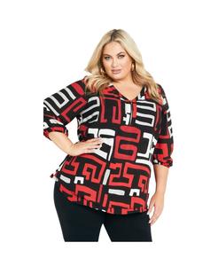 Женская блузка Meila на молнии AVENUE, Black red geo