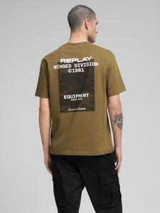 Футболка свободного кроя из хлопкового трикотажа с армейским принтом.