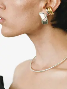 Геометрические серьги OBSIDIAN, серебряный