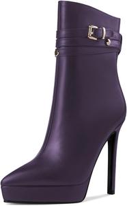 Женские ботильоны YDN с заостренным носком и высоким каблуком-стилетто, средние по голенищу, с заклепками и боковой молнией, размер 4-15 US, Dark Purple