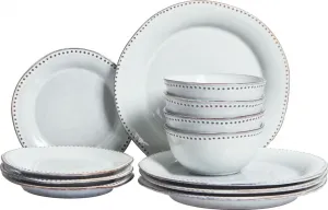 Набор столовых принадлежностей BELIANI, светло-голубой керамогранит, глина и каолин, на 4 персоны, 12 предметов, круглый, ручная работа, в скандинавском стиле, столовая посуда, кухня и столовая Beliani