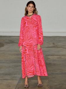 Платье с животным принтом на день святого валентина Never Fully Dressed, цвет Red/Pink