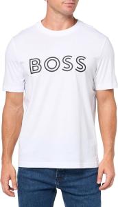 Мужская футболка BOSS с круглым вырезом и контурным логотипом, Lychee White