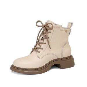 JESSICA SOPHIA Короткие женские мартинсы бежевые на каблуке 3 см, цвет Beige