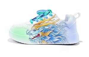 Износостойкие и легкие низкие кроссовки для скейтбординга Dragon Births Nine Sons Puzhi унисекс Cold cicadas yesterday, синий/зеленый
