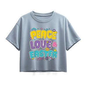 Футболка Boxy для девочек 7-16 лет Peace Love Easter Licensed Character, Chambray Blue