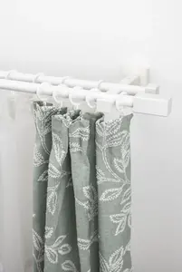 Карниз для штор GARESA "CUBUS", 2 направляющие, желаемая длина, комплект для штор, выдвижной, кнопка с квадратным концом, с кольцами 170 см, белый