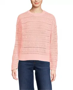 Женский свитер с круглым вырезом из хлопковой смеси Lands' End, оранжевый