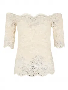 Декорированный топ с открытыми плечами Rabanne, кремовый