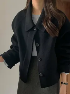 Короткая куртка с широким воротником. Женская куртка без воротника Doux Belle, цвет Black