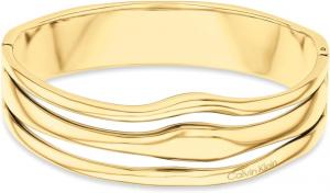 Женский браслет-браслет Calvin Klein Wavy Bangle из нержавеющей стали с застежкой-шарниром - современная элегантность - модный ювелирный аксессуар премиум-класса - подарок для нее, Gold Plated