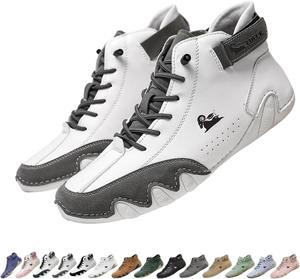 Мужские и женские ортопедические ботинки Чакка ручной работы из кожи, водонепроницаемые легкие ботинки для вождения, удобные для прогулок и нескользящие для походов Generic, белый/серый