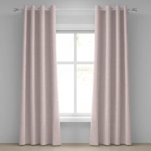 Шторы на люверсах ABAKUHAUS в стиле ретро, пастельные квадраты в горошек, геометрически симметричный клетчатый узор, декоративные двухпанельные шторы, 280 см x 225 см, нежно-розовый с белым Abakuhaus