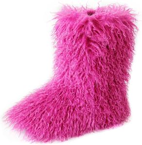 Женские сапоги HINDOLA с искусственным мехом, теплые снежные сапоги, пушистые мягкие замшевые сапоги с круглым носком, удобные зимние ботильоны, противоскользящая обувь для улицы и дома, плоская подошва, 9.5-10 Rose