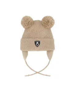 Вязаная шапочка унисекс с подкладкой и помпонами - для малышей Deux Par Deux, коричневый