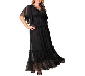 Изящное многоярусное сетчатое платье больших размеров Kiyonna, Onyx