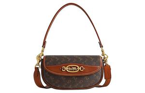 КОЧ Холщовая Сумка С Кожаной Седловой Отделкой Среднего Размера Женская Цвет Кофе И Коричневый